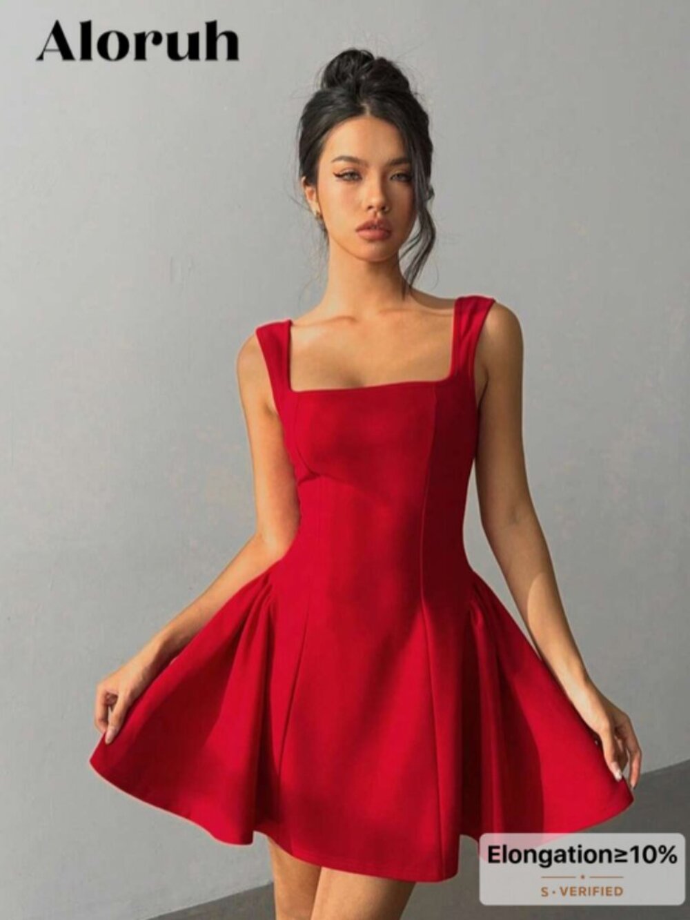 Shein Red Flounced Skater Tank Dress with Back Bow - Sz M
